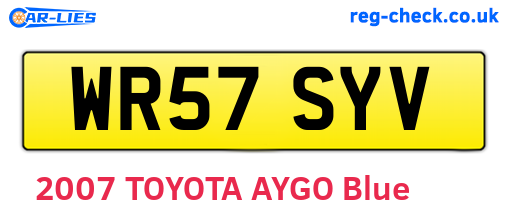 WR57SYV are the vehicle registration plates.