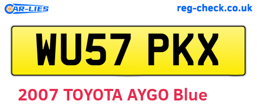 WU57PKX are the vehicle registration plates.