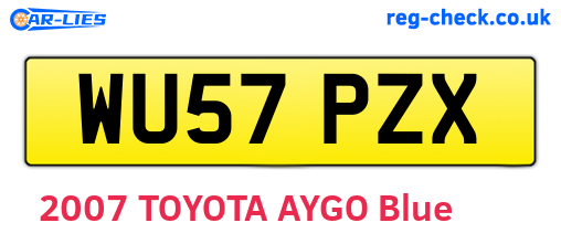 WU57PZX are the vehicle registration plates.