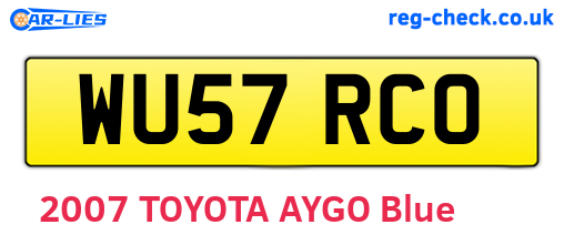 WU57RCO are the vehicle registration plates.