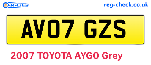 AV07GZS are the vehicle registration plates.