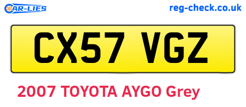CX57VGZ are the vehicle registration plates.