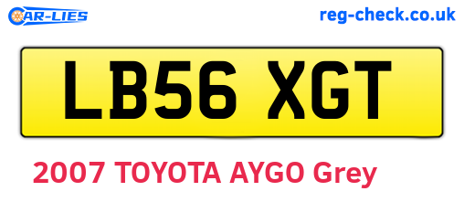 LB56XGT are the vehicle registration plates.