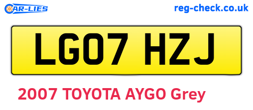 LG07HZJ are the vehicle registration plates.