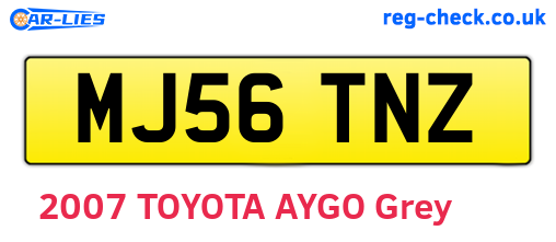 MJ56TNZ are the vehicle registration plates.