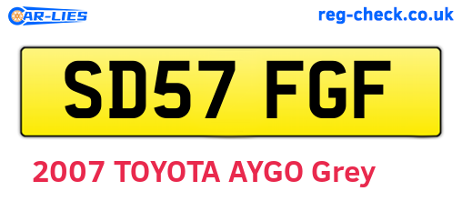 SD57FGF are the vehicle registration plates.