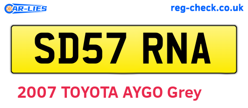 SD57RNA are the vehicle registration plates.