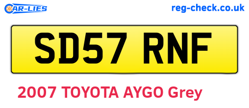 SD57RNF are the vehicle registration plates.