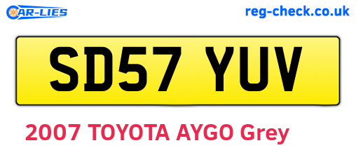 SD57YUV are the vehicle registration plates.