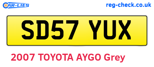 SD57YUX are the vehicle registration plates.