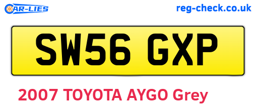 SW56GXP are the vehicle registration plates.