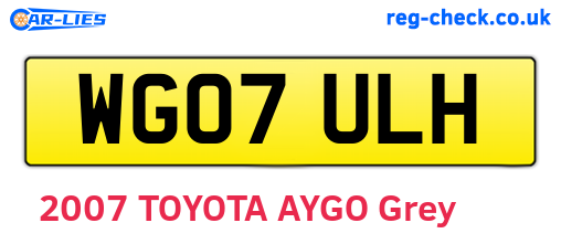 WG07ULH are the vehicle registration plates.