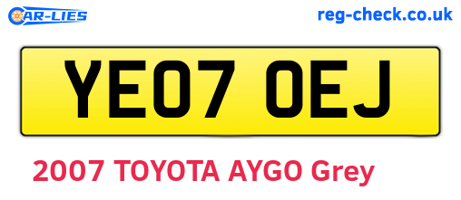 YE07OEJ are the vehicle registration plates.