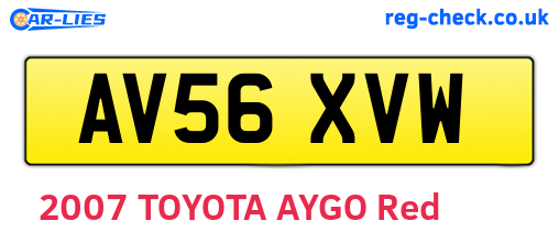 AV56XVW are the vehicle registration plates.