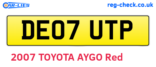 DE07UTP are the vehicle registration plates.