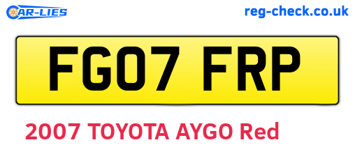 FG07FRP are the vehicle registration plates.