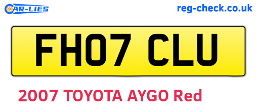 FH07CLU are the vehicle registration plates.