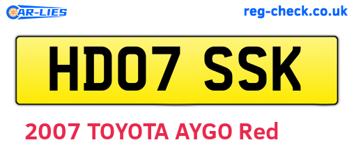 HD07SSK are the vehicle registration plates.