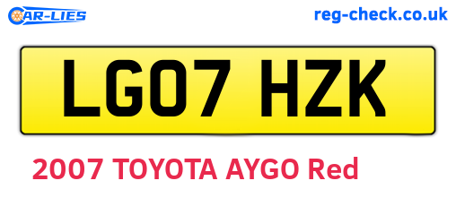 LG07HZK are the vehicle registration plates.