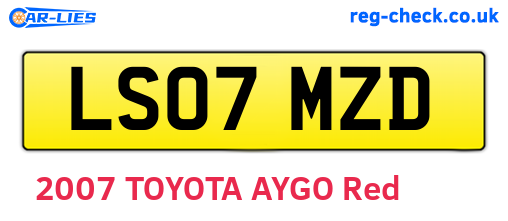 LS07MZD are the vehicle registration plates.