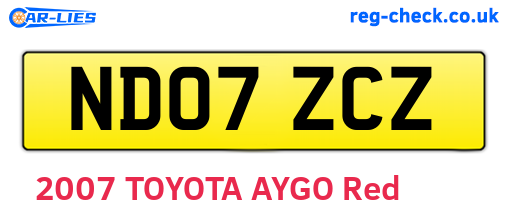 ND07ZCZ are the vehicle registration plates.