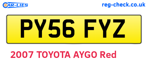 PY56FYZ are the vehicle registration plates.