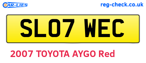 SL07WEC are the vehicle registration plates.