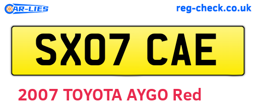 SX07CAE are the vehicle registration plates.