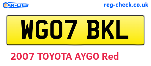 WG07BKL are the vehicle registration plates.