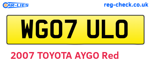 WG07ULO are the vehicle registration plates.