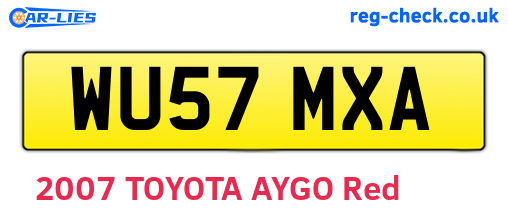 WU57MXA are the vehicle registration plates.