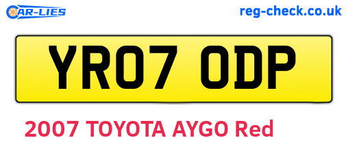 YR07ODP are the vehicle registration plates.