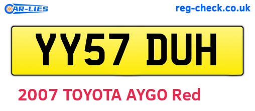 YY57DUH are the vehicle registration plates.