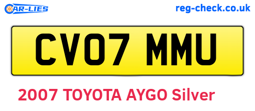 CV07MMU are the vehicle registration plates.