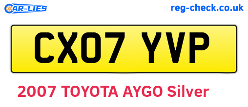 CX07YVP are the vehicle registration plates.