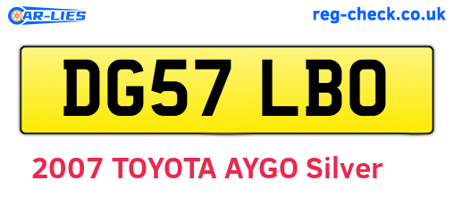 DG57LBO are the vehicle registration plates.