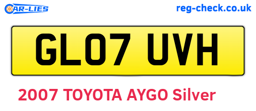 GL07UVH are the vehicle registration plates.
