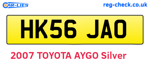 HK56JAO are the vehicle registration plates.
