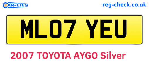 ML07YEU are the vehicle registration plates.