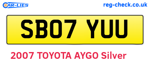 SB07YUU are the vehicle registration plates.