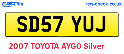 SD57YUJ are the vehicle registration plates.