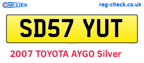 SD57YUT are the vehicle registration plates.