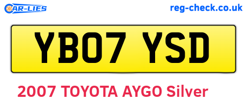 YB07YSD are the vehicle registration plates.