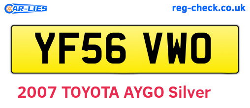 YF56VWO are the vehicle registration plates.