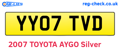 YY07TVD are the vehicle registration plates.