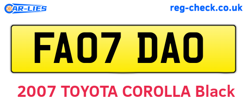 FA07DAO are the vehicle registration plates.