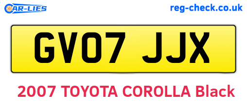 GV07JJX are the vehicle registration plates.