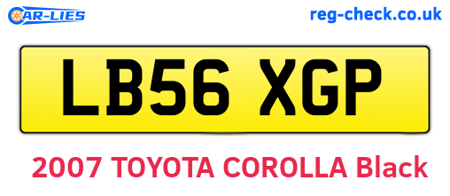 LB56XGP are the vehicle registration plates.