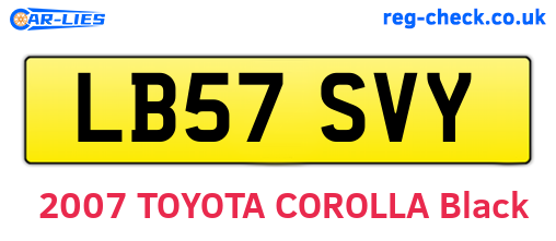 LB57SVY are the vehicle registration plates.
