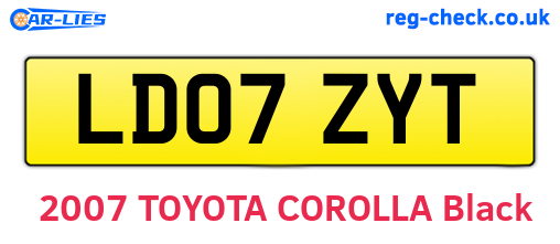 LD07ZYT are the vehicle registration plates.